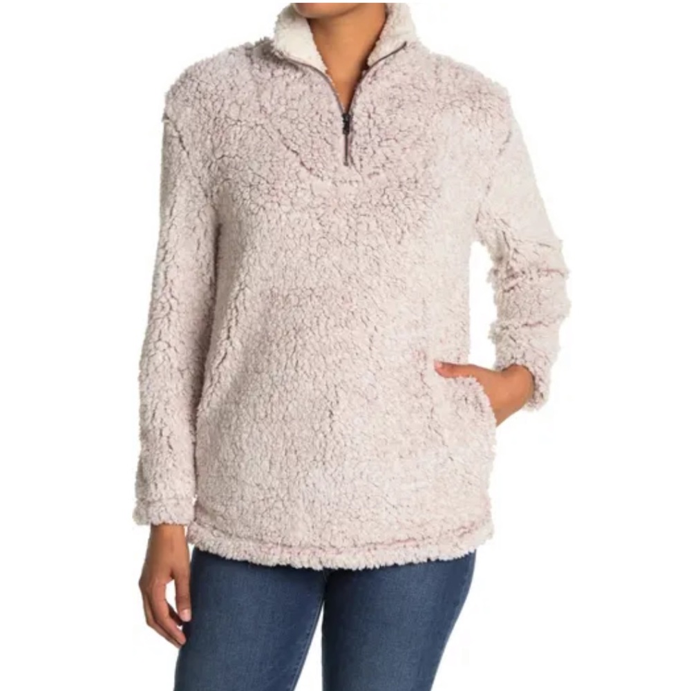 Coffee Shop Thistle Fuzzy Quarter Zip Pullover Size Small